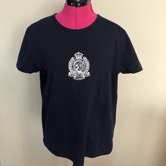 Vintage Ralph Lauren Navy Crest Logo Tee - Picture 1 of 4